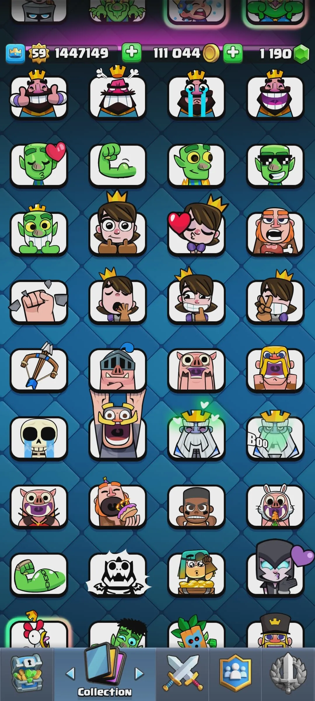 CR447 //18 Evolution | 19 Elite | 106 Max Cards | 157 Emotes | Name Change Available