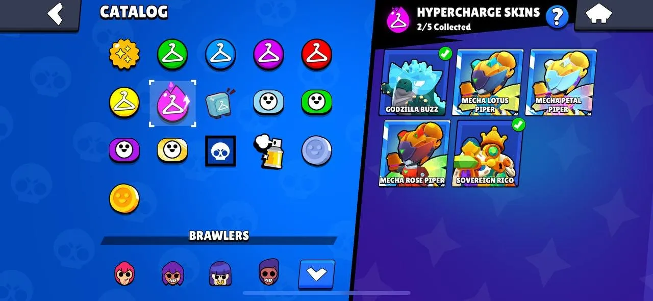 BS1727 //High Trophy 17k, 54 Brawlers, Hypercharge Skins Godzilla Buzz, Mecha Lotus Piper, Mecha Petal Piper, Mecha Rose Piper, Sovereign Rico, Angel Max