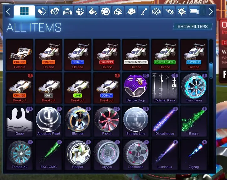 RL840 //LUXURY ACC TW Octane, Fennec, Titanium White Apex, 497 Chests, Fire God, Trigon, Hellfire, Dueling Dragons, Shattered, Mainframe, Draco, Zomba, Equalizer, Looper Wheels