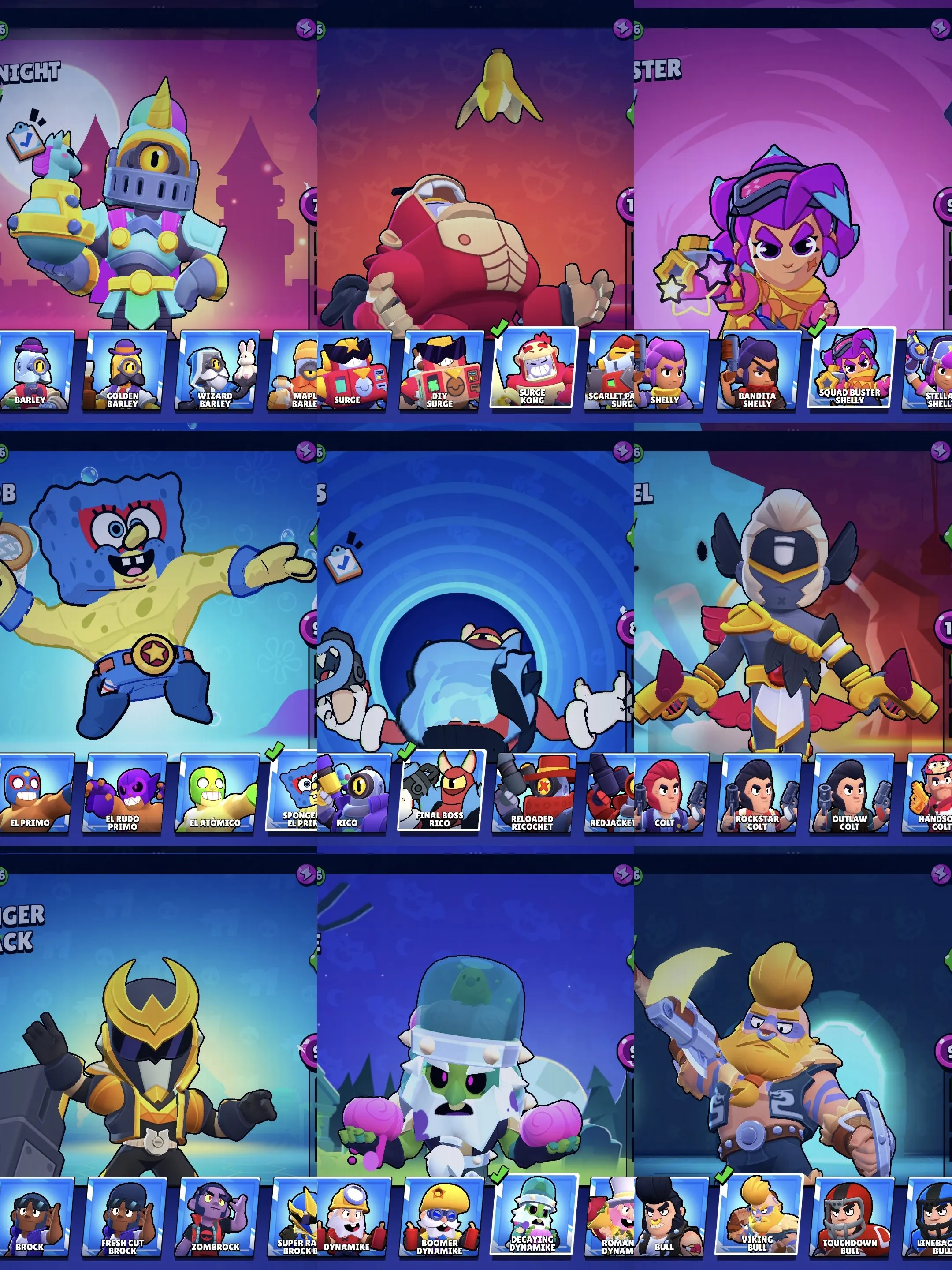 BS1761 //Max 16k Trophies 51 Brawlers 94 Skins 19 Hypercharge Spongebob El Primo Godzilla Buzz Surge Lightyear Panther Max Bibi RJ Fruit Samurai Kenji
