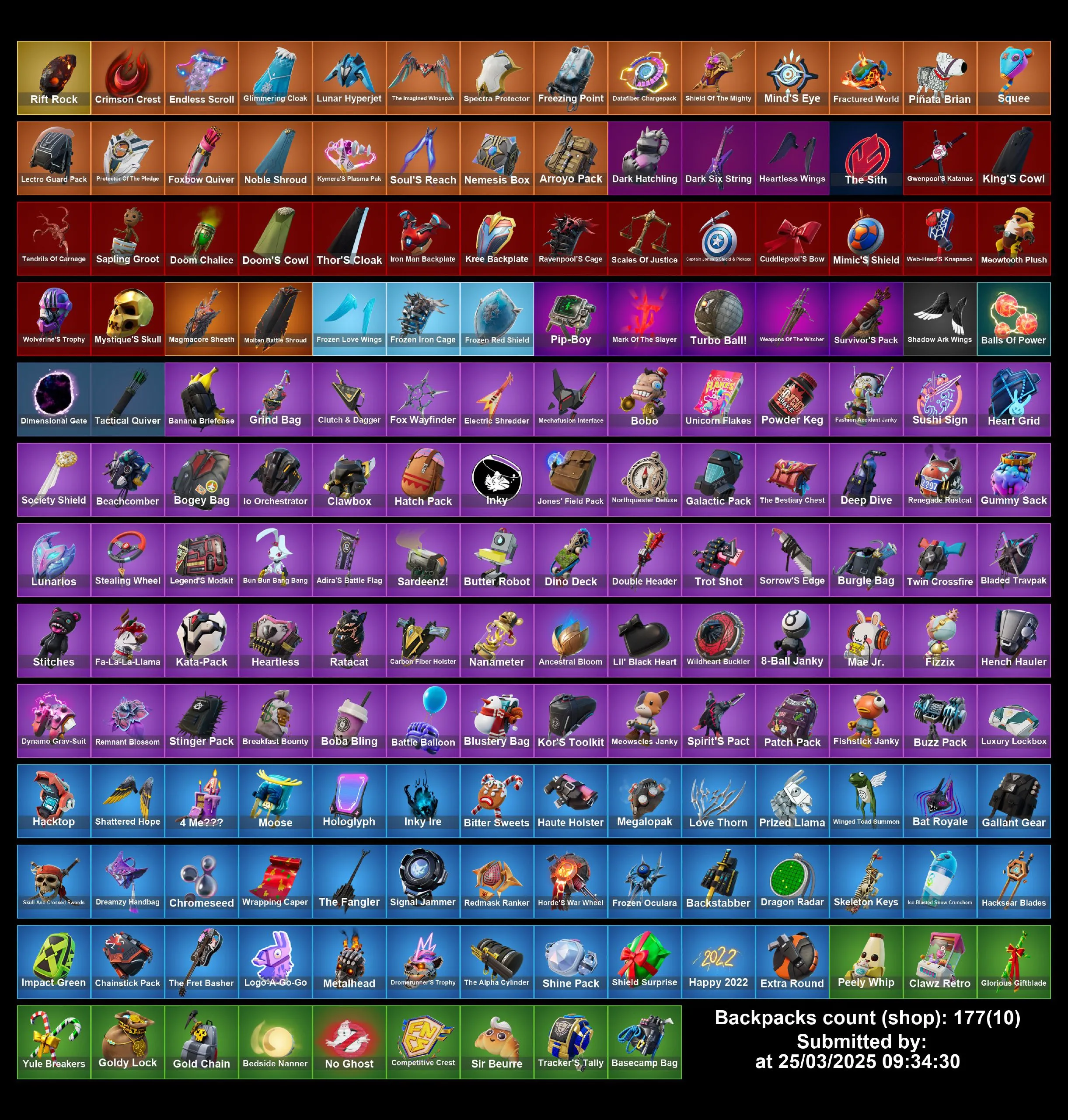 [PC/XBOX] 151 skins | Black Panther | Spider Man | Gref G | Carnage | Rebirth Harley Quinn | Wing Man | Lace | Agent Peely | Molten Omen | Full Email Access