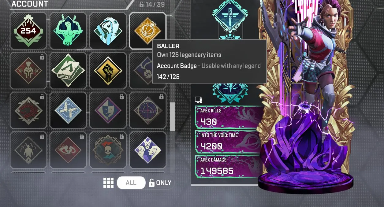 AP680 254 Level | 142 Legendary Items | R-99 Heart of the Devine & 30-30 Buzz Kill Exotics Reactive | Sand Rust Creeping Void Toxic Alchemist Aerial Superiority Problem Child | Battle Pass Max S24-S25 | Silver Rank