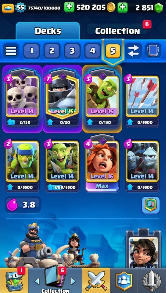 CR572 Maxed 9.3k trophies deck Valkyrie lvl 16, many lvl 15 14 cards, 121 cards, 2800 gems, 520k gold, rich emotes towers banners
