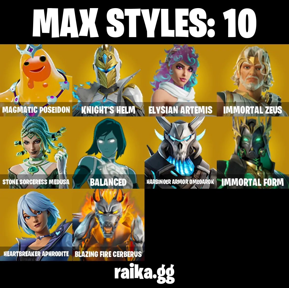 ❤️21 skins❤️Knight's Helm❤️Immortal Zeus❤️Harbinger Armor Omegarok❤️Immortal Form❤️Magmatic Poseidon❤️Santa Dogg❤️Elysian Artemis