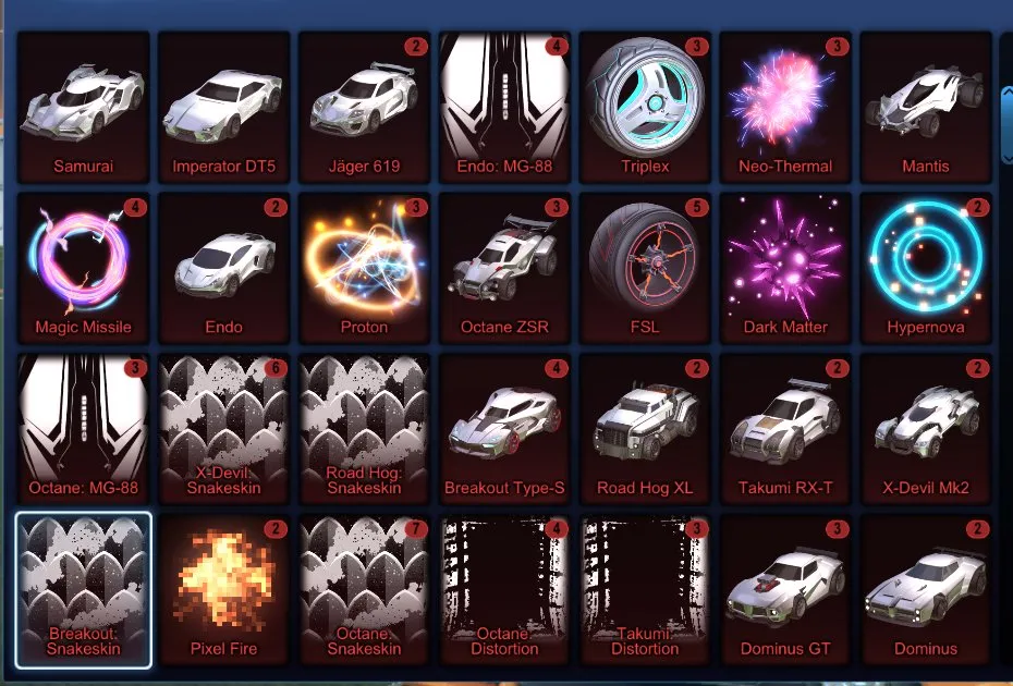 STOCK438 //Fennec, Titanium White Standard Boost, 75 Cars, Painted Paladin, Octane, Hotshot, Breakout, Extensive Wheels