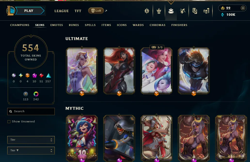 👑(EUW) UNRANKED (SUPER HIGH ELO) 🚀554 SKIN