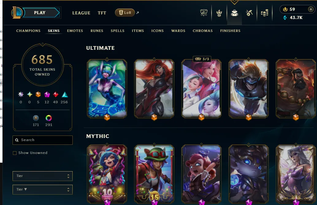 👑(EUW) GOLD IV 97 LP(60% WR, HIGH ELO) 🚀685 SKIN