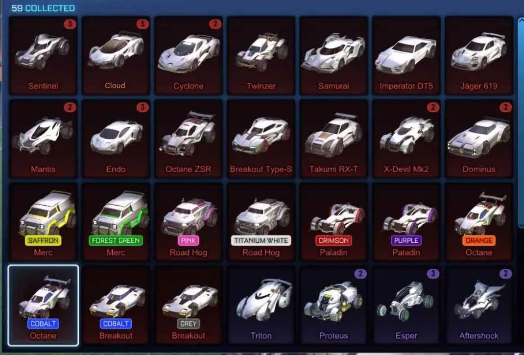STOCK804 //Titanium White Road Hog, Dominus, Mantis, Painted Octanes, 300+ Black Markets / Exotics / Imports (K)