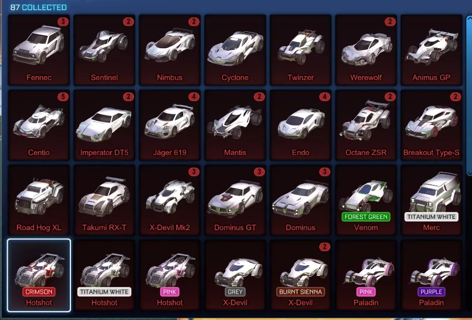 STOCK688 // Fennec, 80+ Painted Cars, 40 Black Markets, Titanium White & Crimson Presets (K)