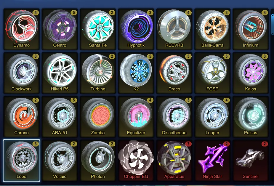 STOCK719 //Massive Wheel Collection with Draco, Zomba, Infinium, Kalos, Equalizer, Looper, Lobo and More (K)