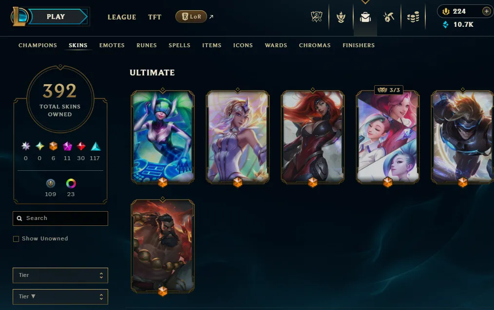 👑(EUW) GOLD I (100% WR, SUPER HIGH ELO) 🚀392 SKIN