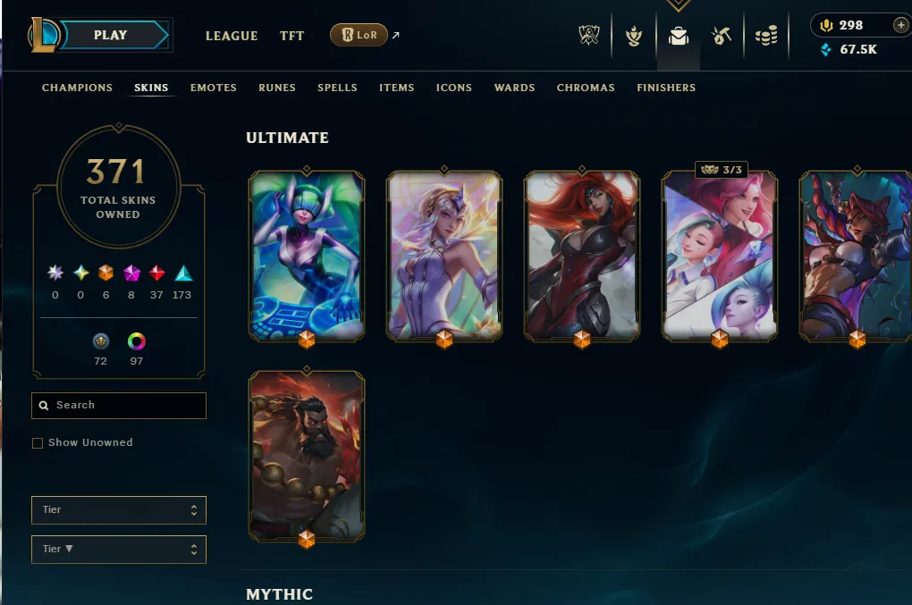 👑(EUW) SILVER II (100% WR, SUPER HIGH ELO) 🚀371 SKIN