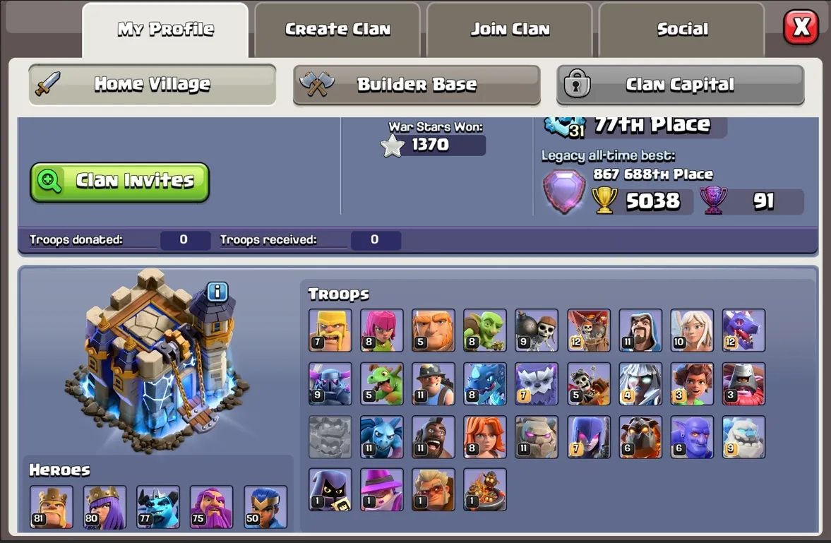 TH18 HIGH HERO 🔥 | EXP 224 | 5 HERO ACTIVE 81/80/77/75/50 | RENAME READY