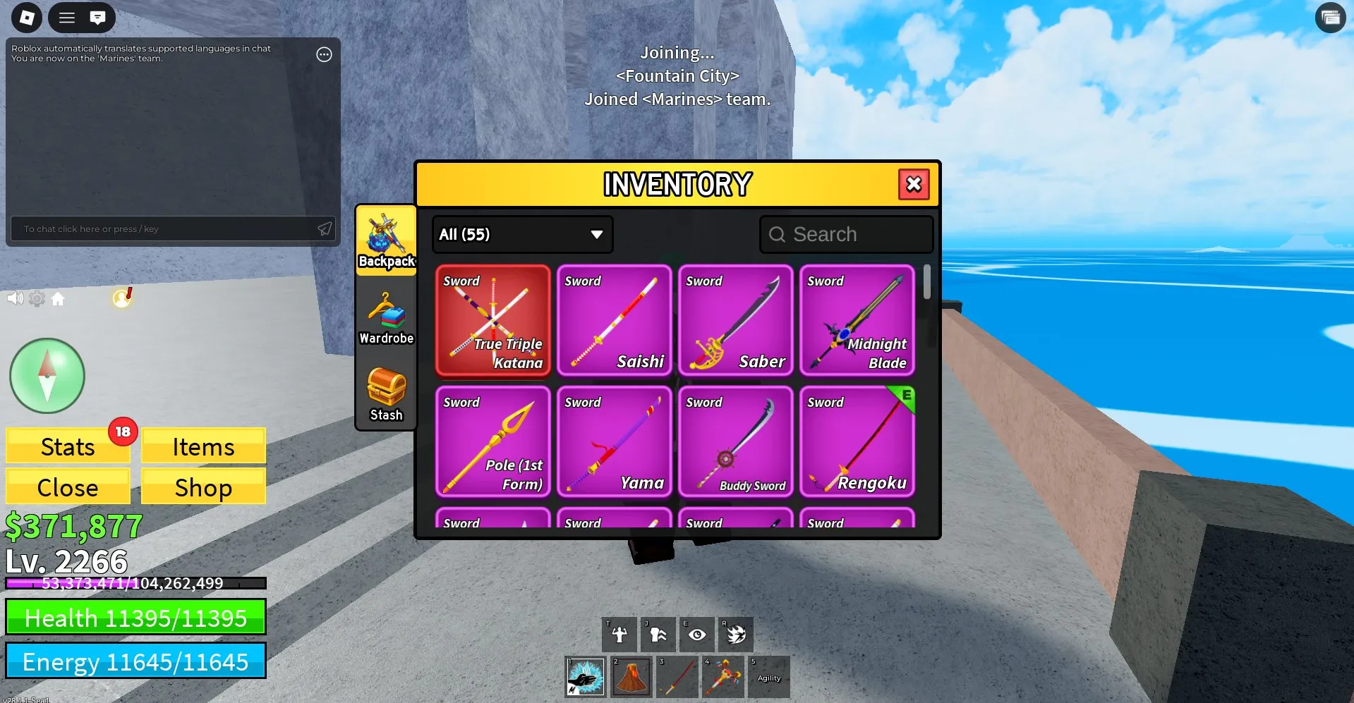 RBL2741 //Inventory 4,402 R$ | Total 5,640 R$ | True Triple Katana, Yama, Rengoku, Midnight Blade, Shadow, Venom (K)