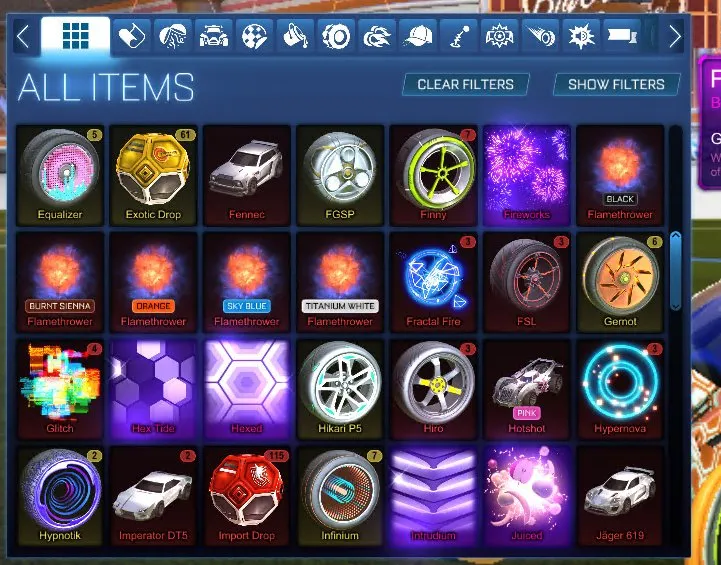 STOCK466 //Fennec, Black Standart, 170 Chests, 61 Exotic Drop, 115 Import Drop, 40+ Car Bodies, Multiple Painted Boosts (K)