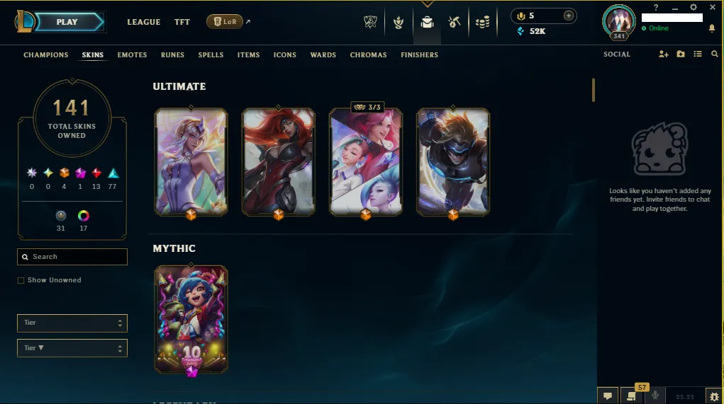 🌎EUNE🏆New Season S15🏆 Platinum 3 ✅HandMade ✅Full Champions 🎨 Skins +141 ⭐ LVL 341 💎+50k blue✅Full Recovery Info🚀instant delivery