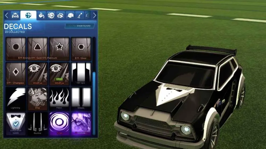 STOCK796 //Full Access Gray Fennec, Titanium White BMW, Octane, 50 Rocket Boosts, 15 Goal Explosions, 23 Decals (K)