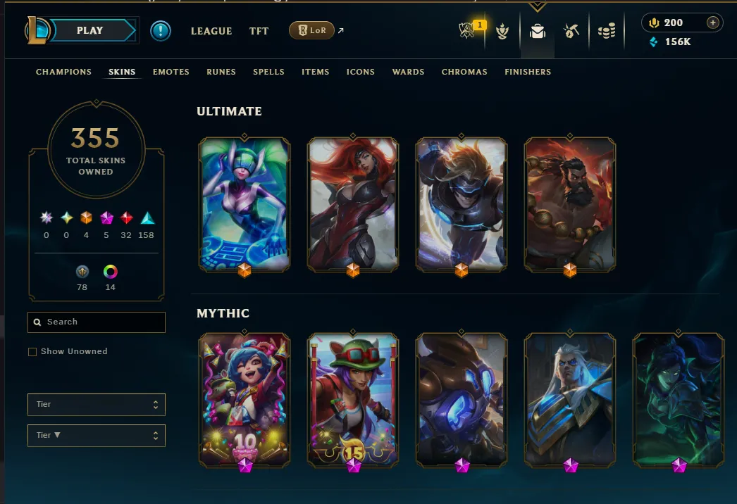 👑(EUW) SILVER II(100% WR, SUPER HIGH ELO) 🚀355 SKIN