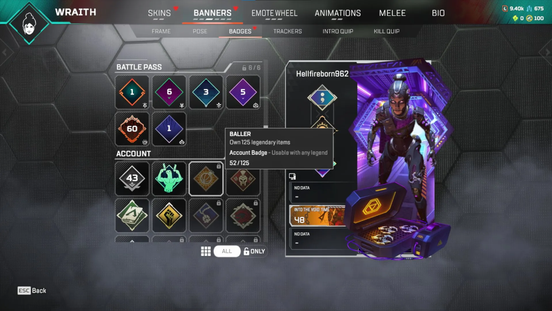 AP480 //FUZ Relic, Revenant Apex Nightmare, Razor's Edge Mythic, 52 Legendary Skins (K)