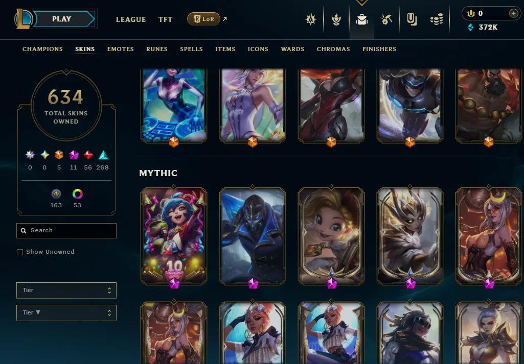 👑(EUW) UNRANKED (SUPER HIGH ELO) 🚀634 SKIN