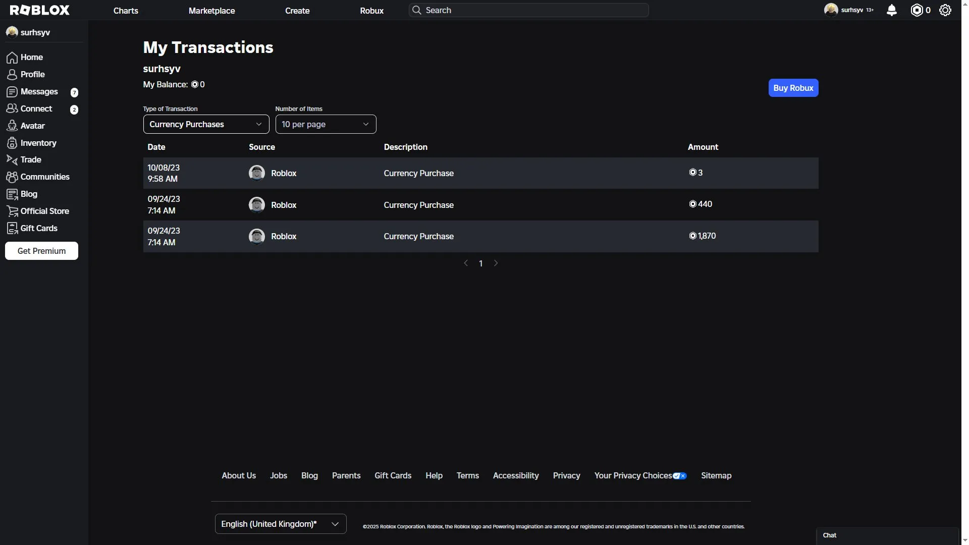 RBL3598 //Surhsyv RBX Account - 2800 All-Time Donations Gamepasses Limiteds Cool Avatar