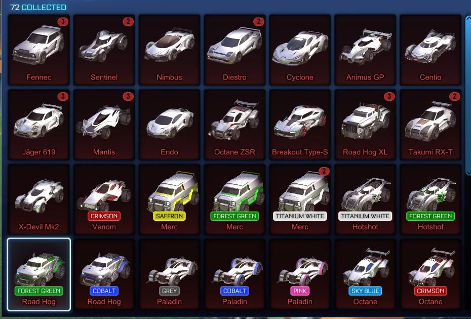 STOCK779 //Black Market Goal Explosions, Fennec, Titanium White Standards, Painted Cars, Huge Inventory (K)