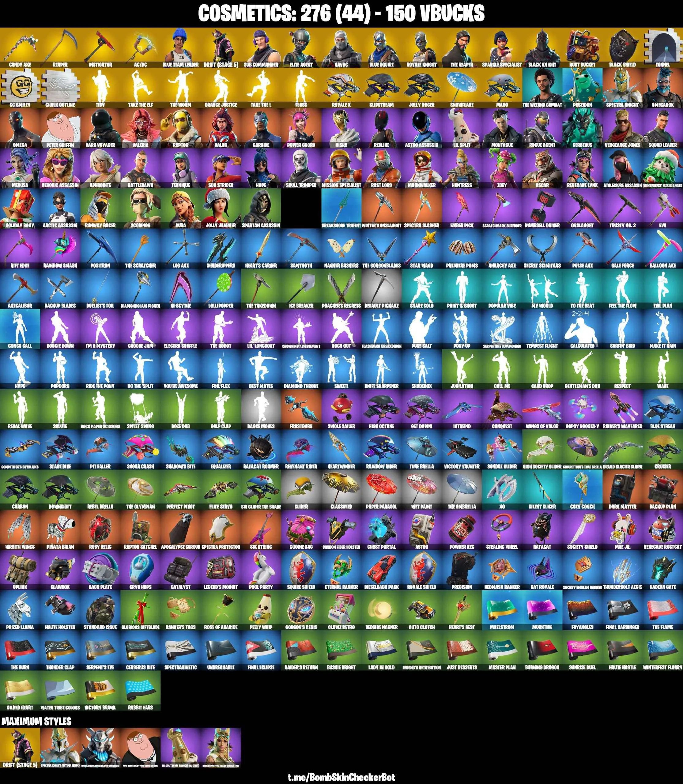 ❤️56 SKINS❤️BLACK KNIGHT❤️TAKE THE L❤️MAKO❤️THE REAPER❤️ELITE AGENT❤️ROYALE KNIGHT❤️BLUE SQUIRE❤️THE WORM❤️FLOSS❤️SPARKLE SPECIALIST❤️CANDY AXE❤️SKULL TROOPER❤️HAVOC❤️SUB COMMANDER❤️OMEGA❤️ORANGE JUSTICE❤️TIDY❤️STAR WAND❤️ZOEY❤️AURA❤️DRIFT(STAGE 5)❤️