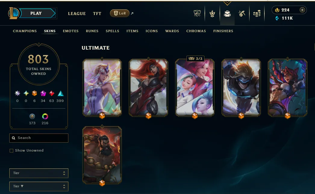 👑(EUW) EMERLAD III (80% WR, SUPER HIGH ELO) 🚀803 SKIN