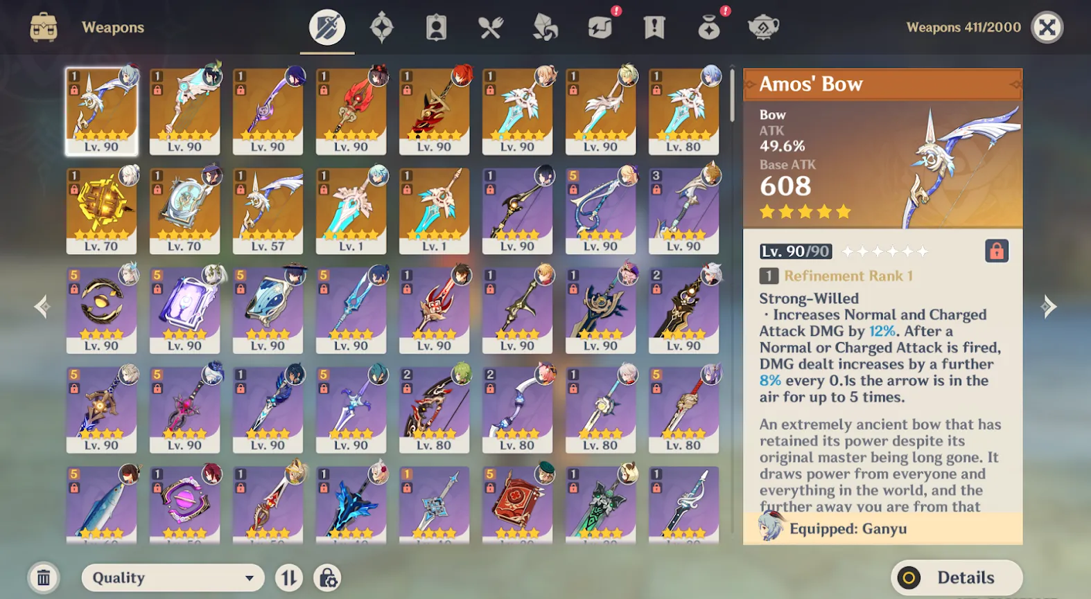 GI1043 //Raiden C1 Itto C1 Hu Tao C1 Keqing C5 Jean C4 Diluc C1 Skin EU AR60 (K)