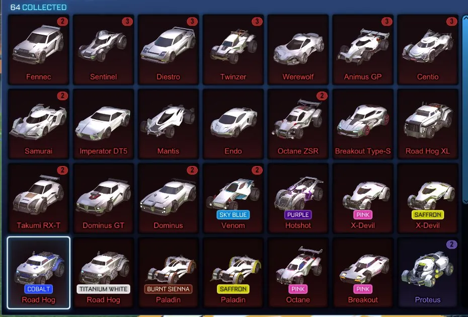 STOCK781 //Purple Car Collection, Fennec, TW Standard Boost, 16 Black Market Decals, Many Painted Bodies, Wheels (K)