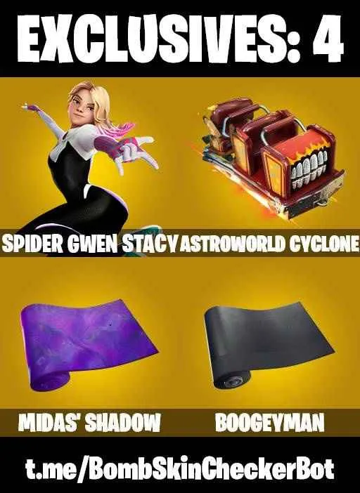 ❤️89 SKINS❤️GET GRIDDY❤️SPIDER-GWEN STACY❤️SPIDER-MAN ZERO❤️SPIDER-MAN(NO WAY HOME)❤️MJ❤️SPIDER-MAN❤️ERA(MAX)❤️MYSTICA(MAX)❤️HELSIE❤️TSUKI 2.0❤️EVIE❤️MEOW SKULLS❤️HOPE❤️P-1000❤️ASTROWORLD CYCLONE❤️ICE BREAKER❤️PEPPERMINT PICK❤️TAKE THE ELF❤️CAN PLAY ON PSN❤️