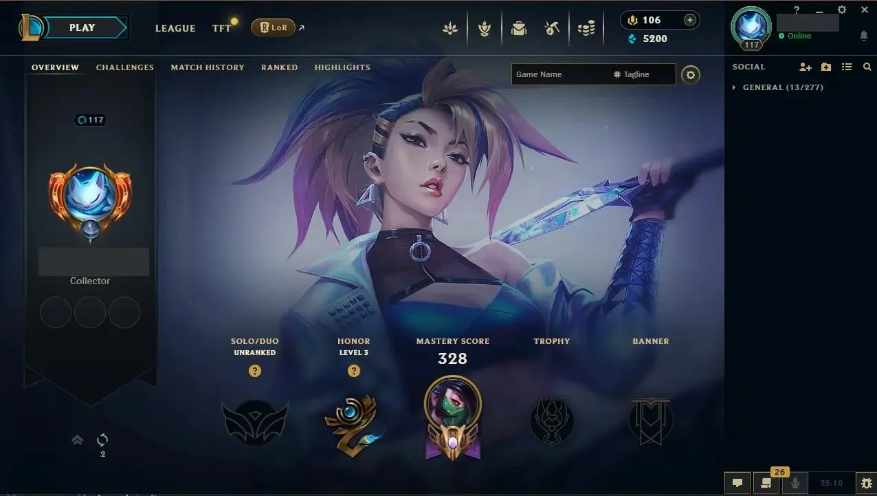 EUW ⭐ Hand-made ⭐ LV: 117 ⚡ ♟️ Champs: 155 🎨 Skins: 65  💰 BE: 5200 👑 1st Owner