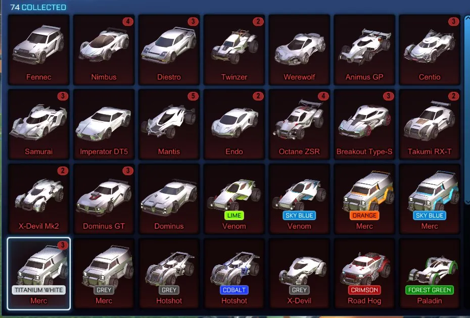 STOCK753 //Fennec, Dominus GT, 40+ Cars, 35+ Black Markets, Titanium White Merc, Painted Venom, Juiced, Fire God (K)