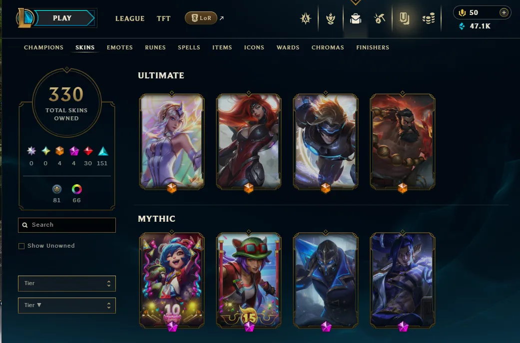 👑(EUW) UNRANKED (SUPER HIGH ELO) 🚀330 SKIN