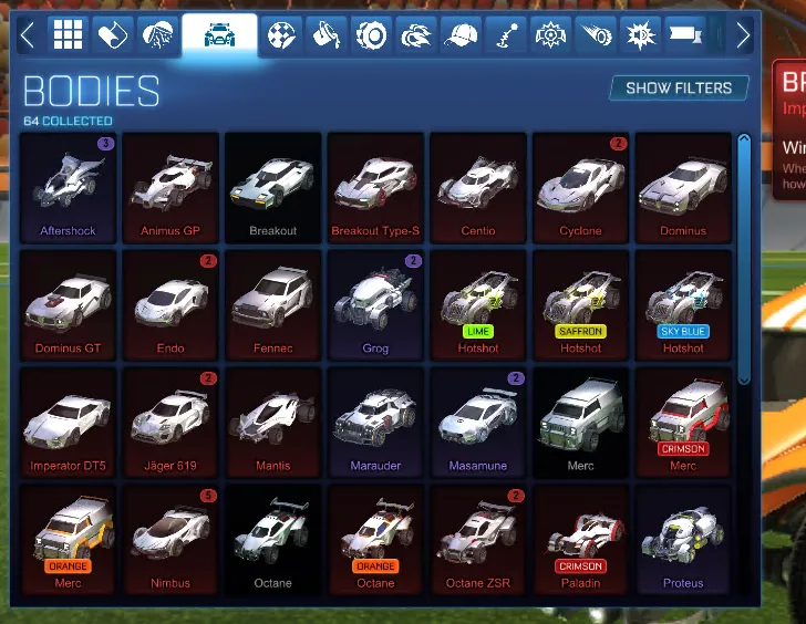 STOCK927 //Fennec Dominus Octane Breakout Centio 200+ Wheels Boosts Imports Exotics Bodies (K)