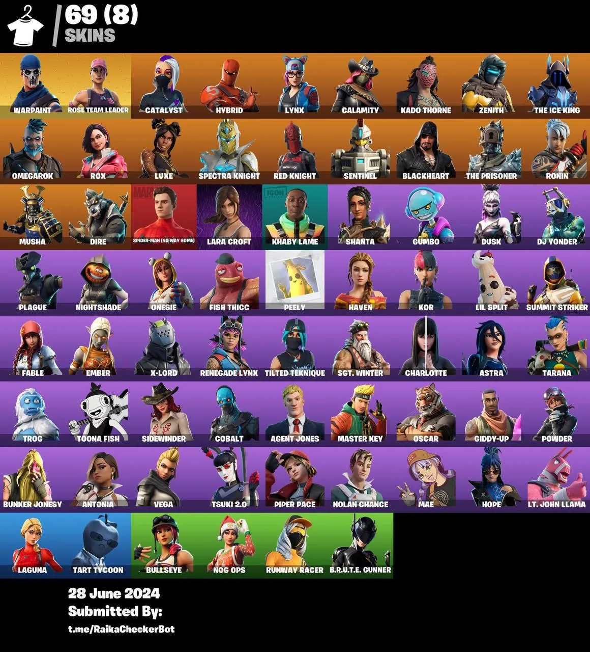 All Platforms〖69 Skins〗OG STW | Lynx | Lara Croft | Blackheart | Reaper | Rose Team Leader | ROX | Red Knight | DIRE | & MORE | 650VB