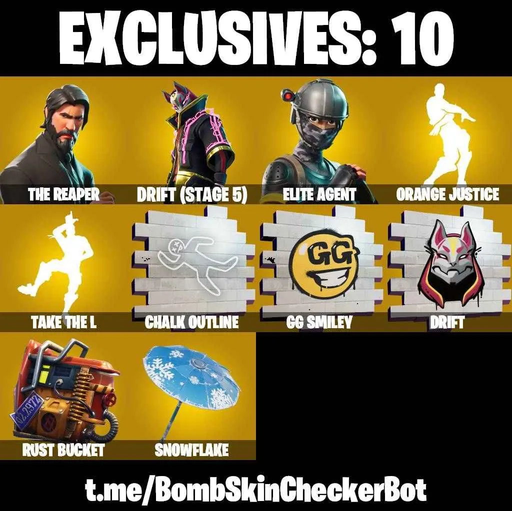 ❤️88 SKINS❤️TAKE THE L❤️THE REAPER❤️ELITE AGENT❤️GET GRIDDY❤️ORANGE JUSTICE❤️ZOEY❤️ROOK❤️HELSIE❤️BULLSEYE❤️DRIFT(STAGE 5)❤️LYNX(STAGE 4)❤️CALAMITY(STAGE 5)❤️DIRE(MAX)❤️NOG OPS❤️SNOWFLAKE❤️RUST BUCKET❤️CAN PLAY ON PSN❤️XBOX❤️PC❤️NINTENDO❤️MOBILE❤️550 VBUCKS❤️