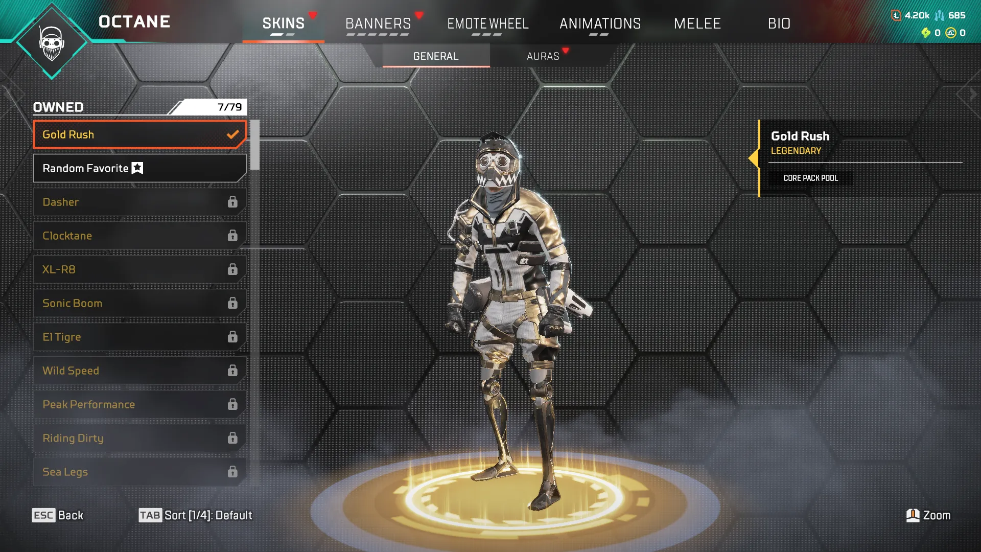 AP589 //Shadow on the Sun & Gold Rush Legendary Skins, Level 155, Ranked Ready (K)