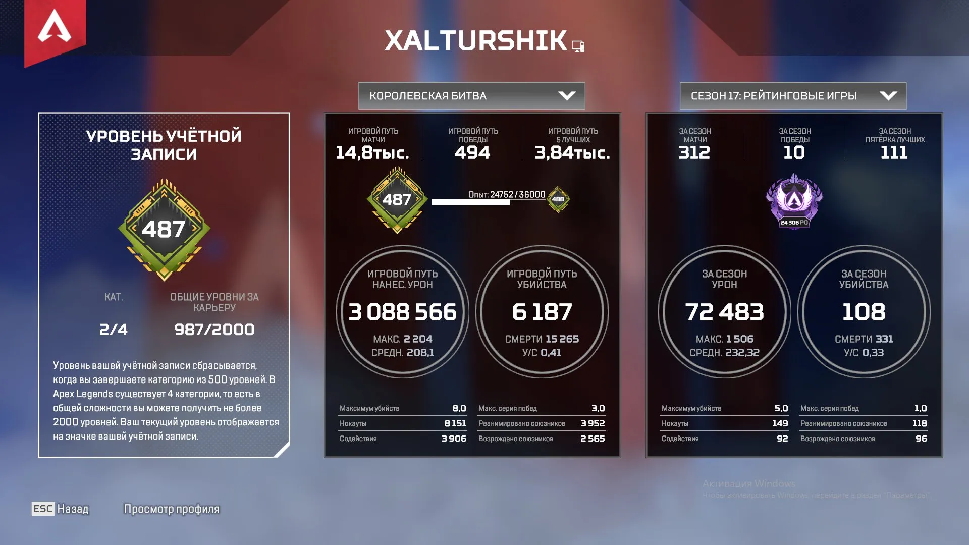 AP448 //Acc EA 445 lv //Level 445 account with relics (K)