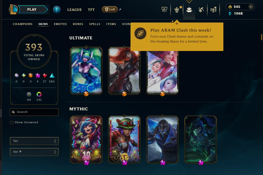 👑(EUW) UNRANKED ( HIGH ELO ) 🚀393 SKIN