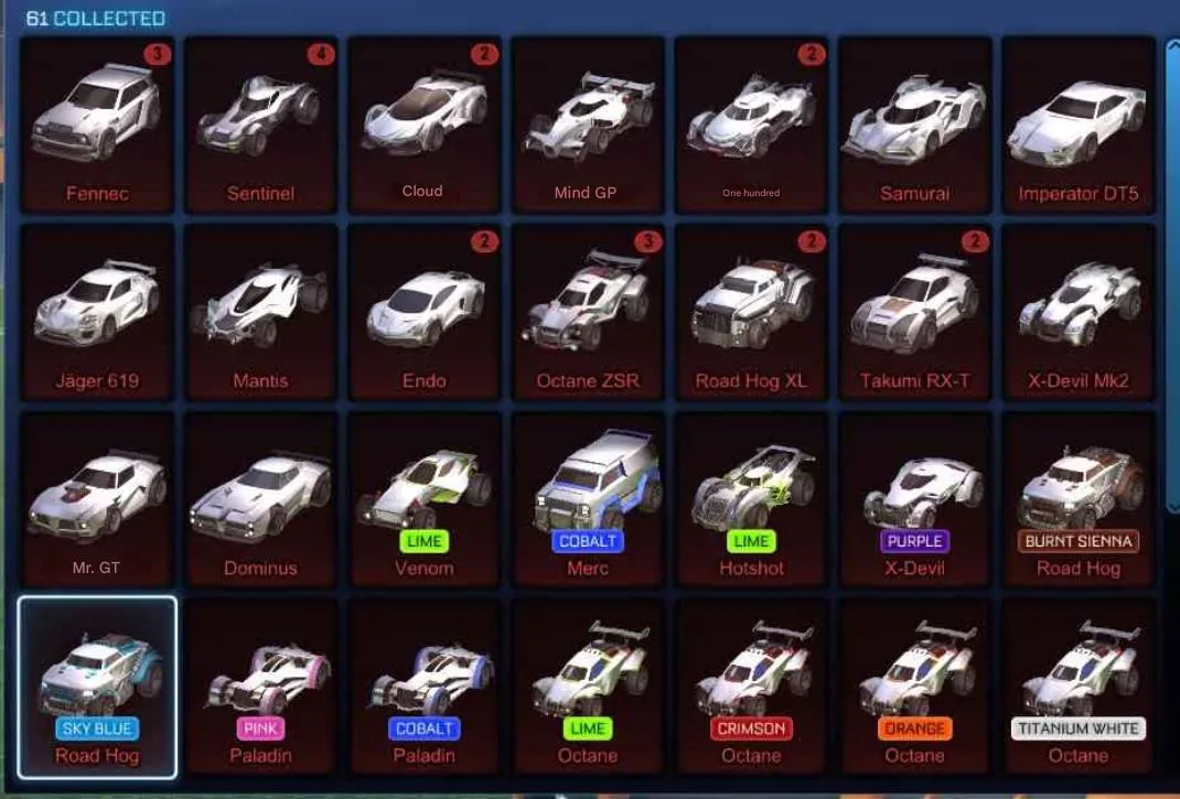 STOCK822 //Titanium White Octane Fennec 30+ Cars TW Standard Boost Black Market Goal Explosions (K)
