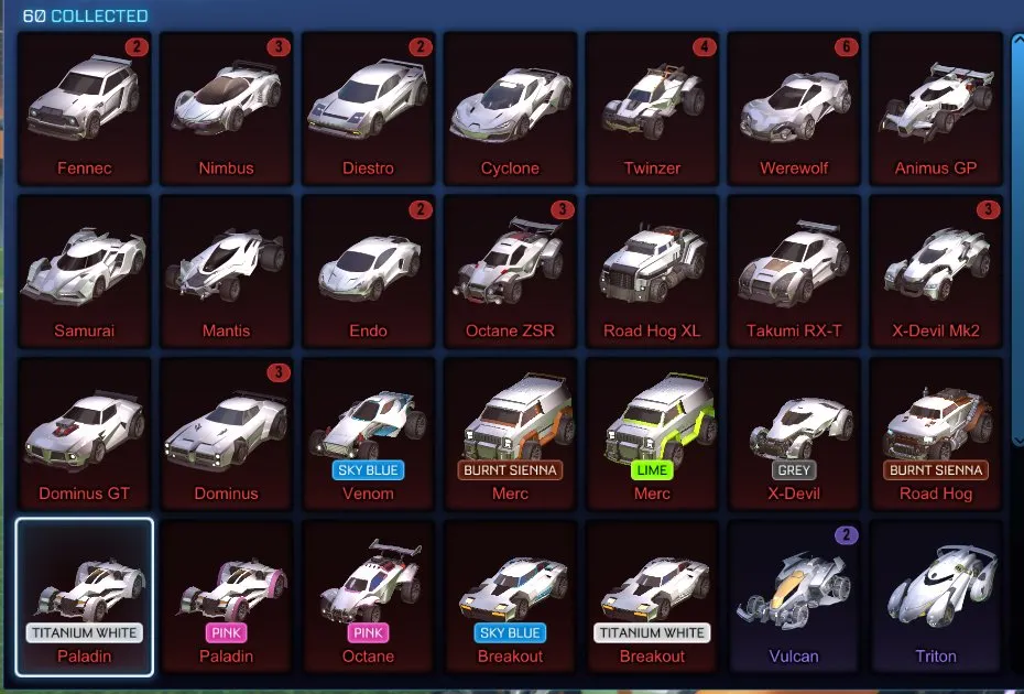 STOCK782 //Fennec, Titanium White Paladin & Breakout, 35+ Cars, 20+ Black Markets, Anodized Pearl, Reaper, NeYoYo (K)