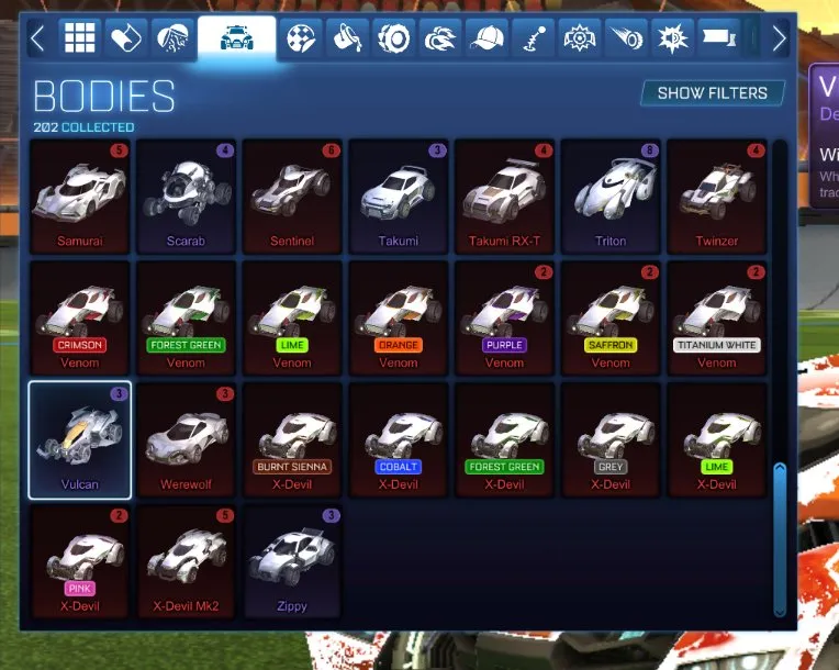 STOCK739 //Fennec, Dominus, Octane, 70+ Cars, 70+ Black Market Decals, Black Standard Boost, Painted Venom (K)