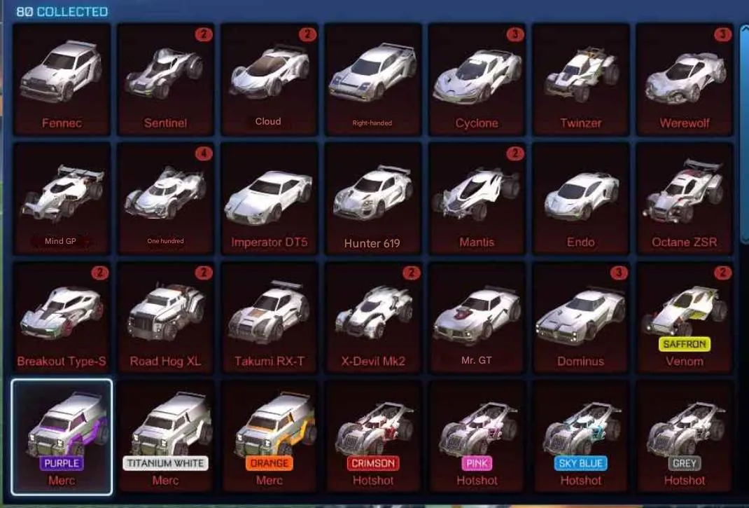 STOCK830 //Fennec, 35 Black Markets, Anodized Pearl, Many Painted Cars and Wheels (K)