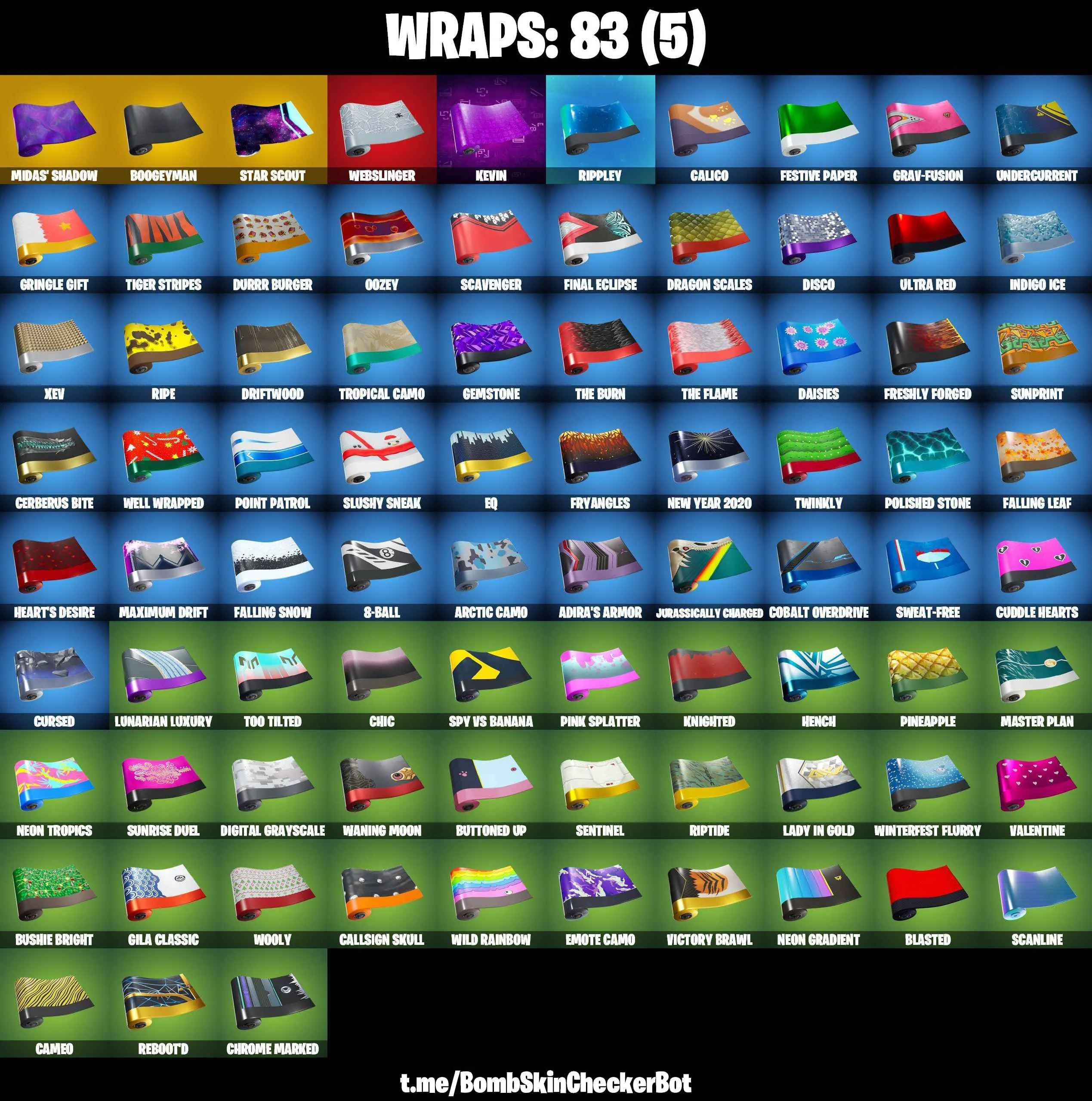 ❤️99 SKINS❤️JOHN WICK❤️SKULL TROOPER❤️212TH BATTALION TROOPER❤️501ST TROOPER❤️WINDMILL FLOSS❤️INTRODUCING❤️MAYA❤️LYNX(STAGE 4)❤️HYBRID(STAGE 4)❤️ZENITH(STAGE 4)❤️BLACKHEART(STAGE 8)❤️8-BALL(MAX)❤️AGENT PEELY❤️MERRY MARAUDER❤️VERGE❤️REAPER❤️PEPPERMINT PICK❤️