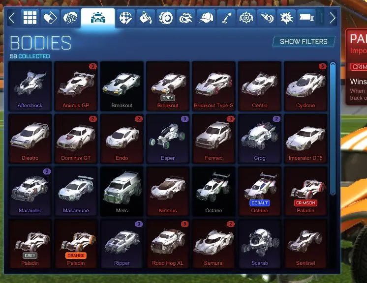STOCK856 //Fennec Octane Crimson Imperium 30+ Cars 25 BMs Zowie Wheels Dark Matter (K)