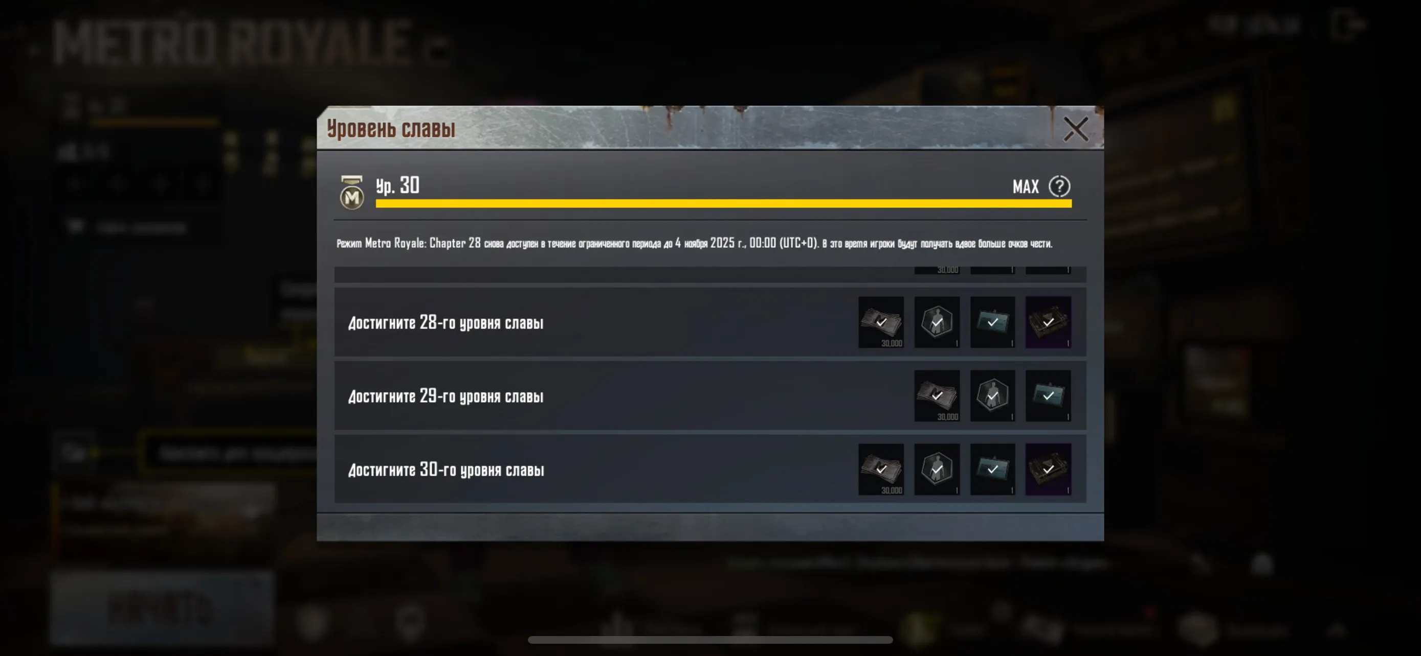 PGM480 //Metro 30 Level Classic 48LR Full Talent Board 6+ Gold Guns Multiple Outfits and Hats (K)