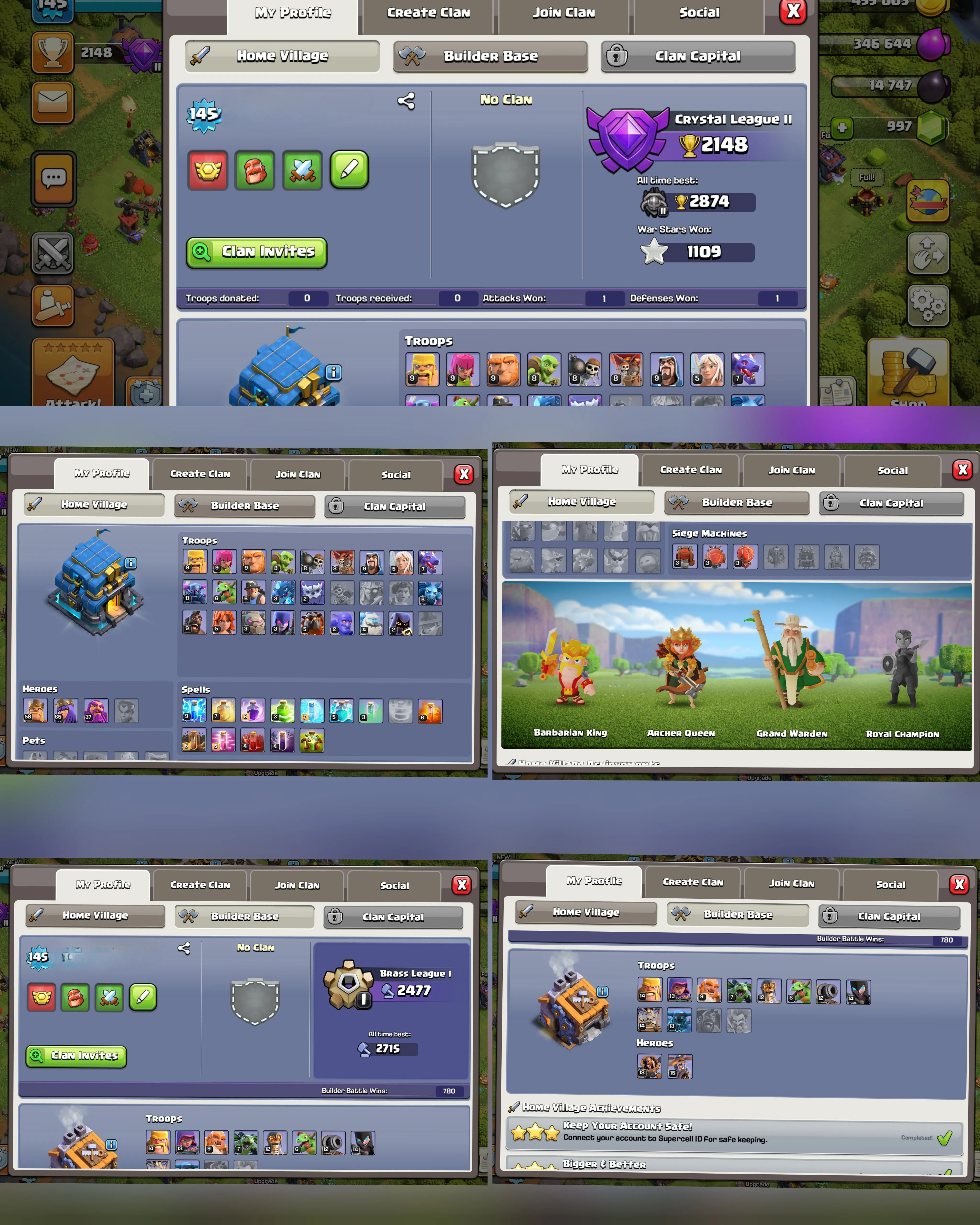 C049 TH12 - XP145 - 982 GEMS - CN 1,500 GEMS - BK58 SKIN2 GG7 - AQ65 SKIN2 - GW37 SKIN WARDEN MASTER - BM18 - BC15