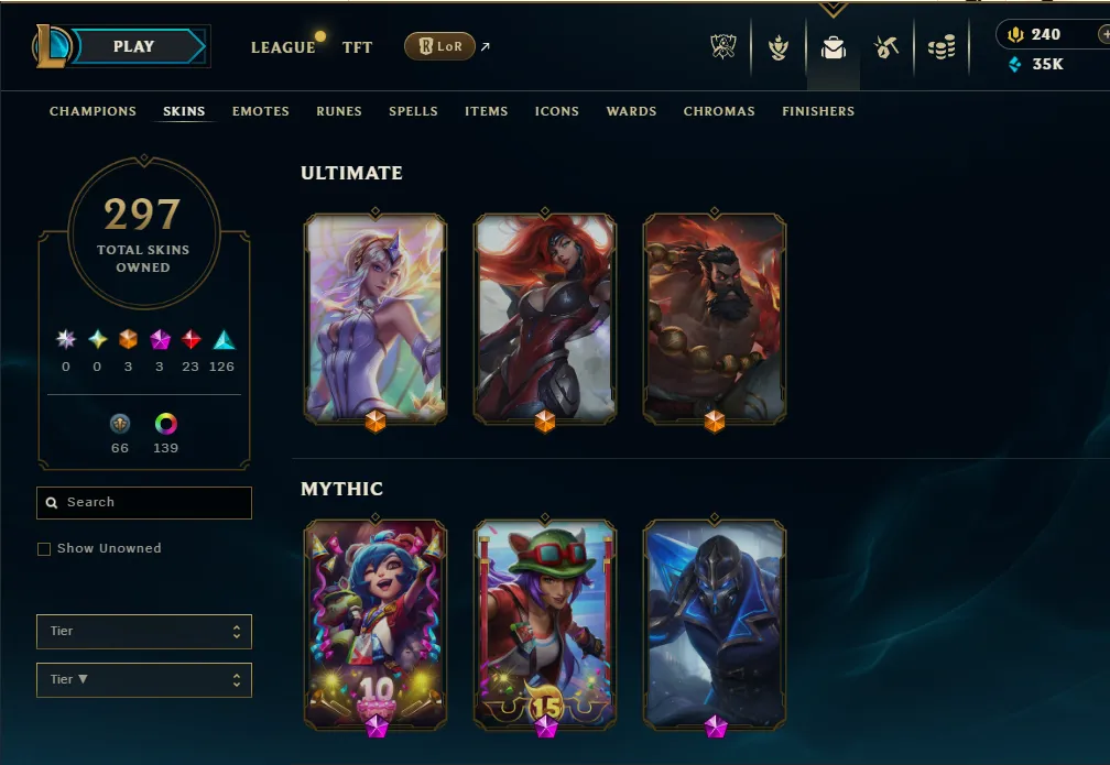 👑(EUW) GOLD II(80% WR, SUPER HIGH ELO) 🚀297 SKIN