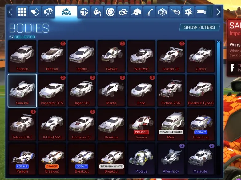 STOCK761 //Black Market Decals Fennec Account with 250+ Exotics, Samurai, TW Merc, Painted Standards (K)